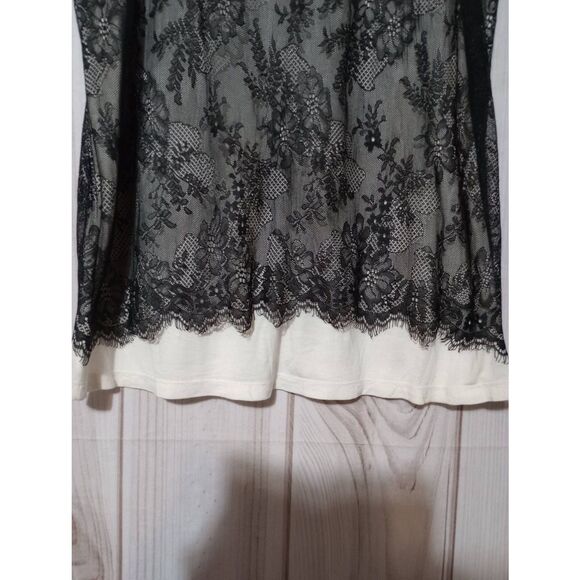 Loft Shirt Ladies Medium Ivory Black Lace Tank - Picture 4 of 8